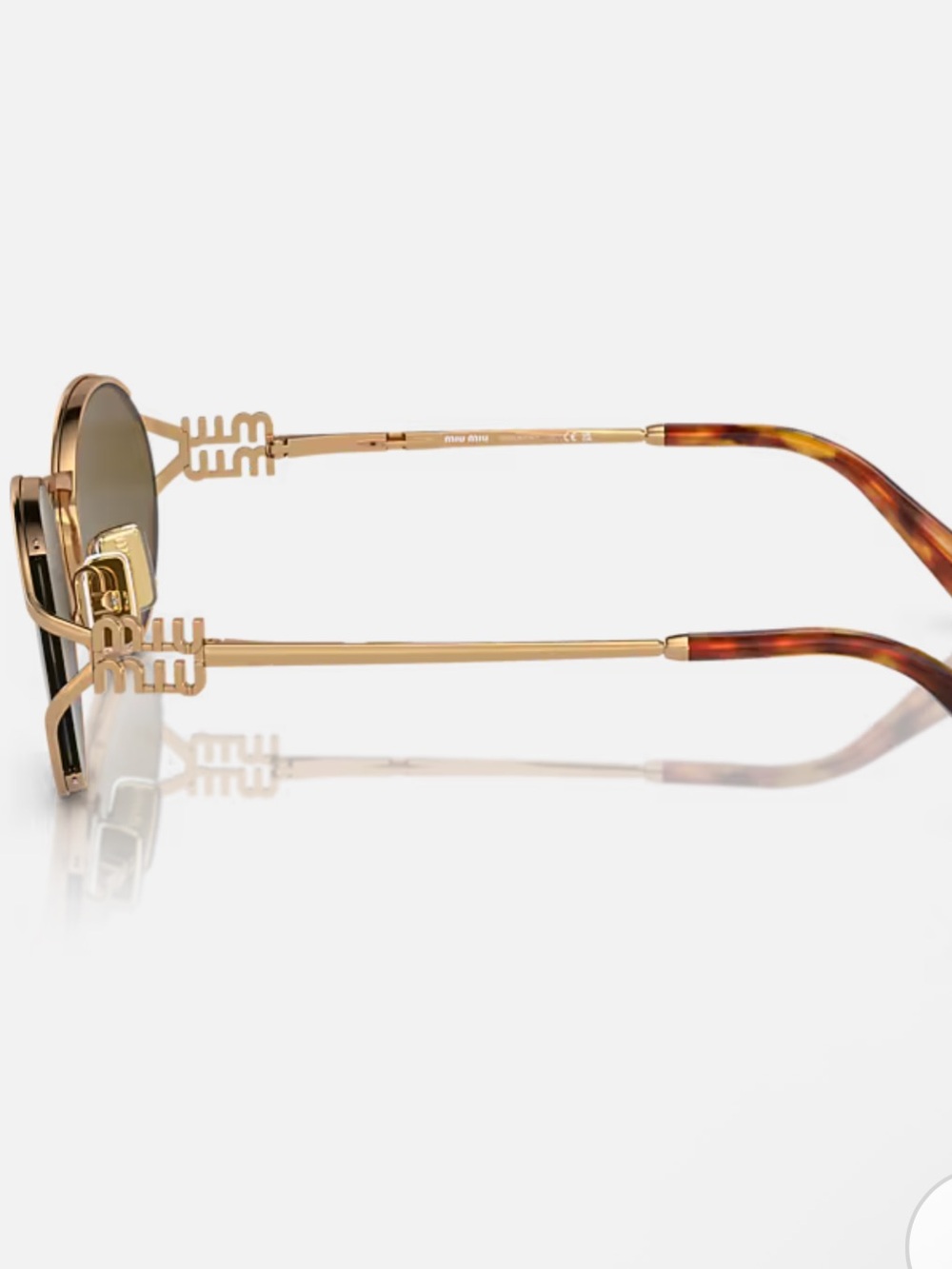 New Miu Miu Gold Frame Brown Lens Women's Sunglasses